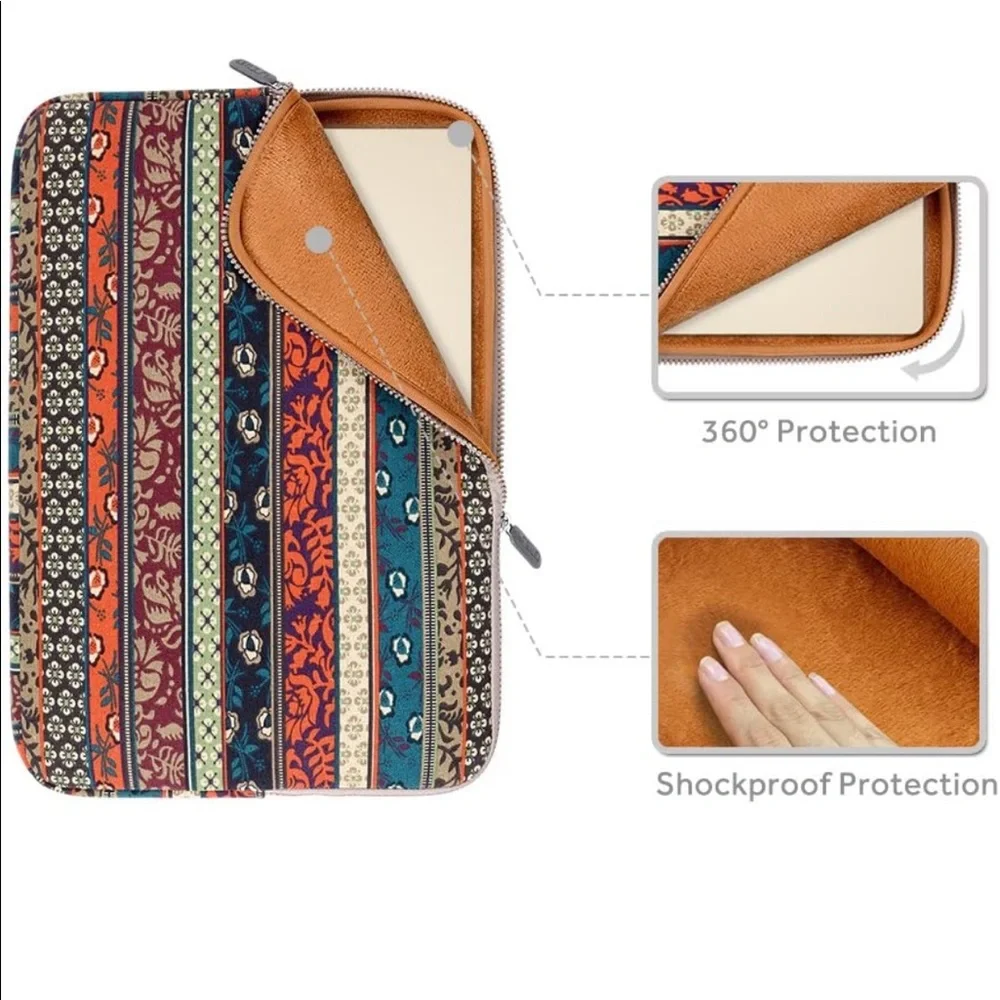 Cute bohemian laptop sleeve case 11”-11.6”